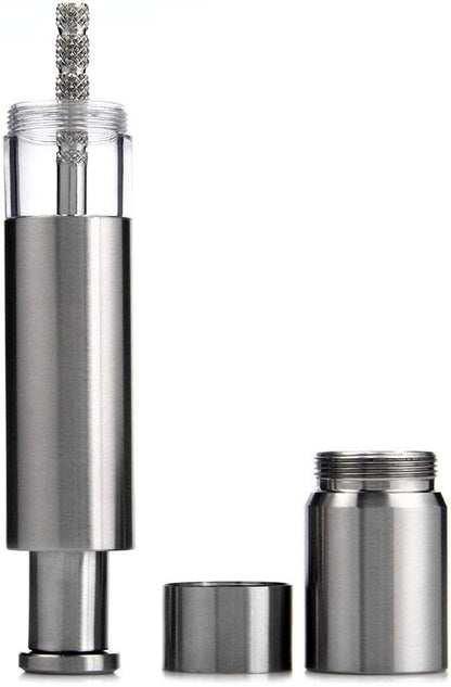 Salt and Pepper Grinder Set of 2, Stainless Steel Push Button Grinder Modern