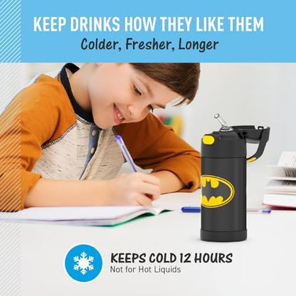 THERMOS FUNTAINER Water Bottle with Straw, 12oz, Batman