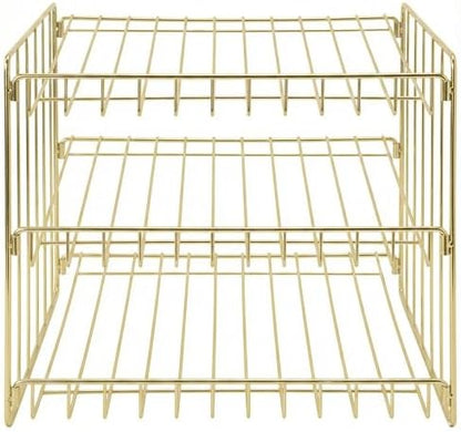Kitchen Details 3 Tier Can Storage Organizer Rack in Gold