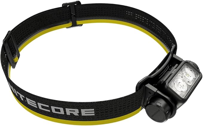 Nitecore NU43 Rechargeable Headlamp, 1400 lumens USB-C Bright Lightweight for Camping, Running, or Working, with Spotlight, Floodlight, Red Light, Including NitecoreS Sticker