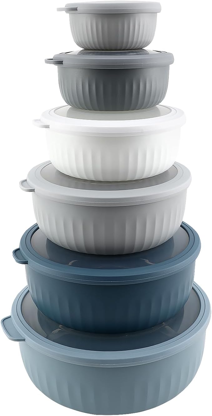 COOK WITH COLOR Prep Bowls with Lids- Wide and Deep Nesting Plastic Small