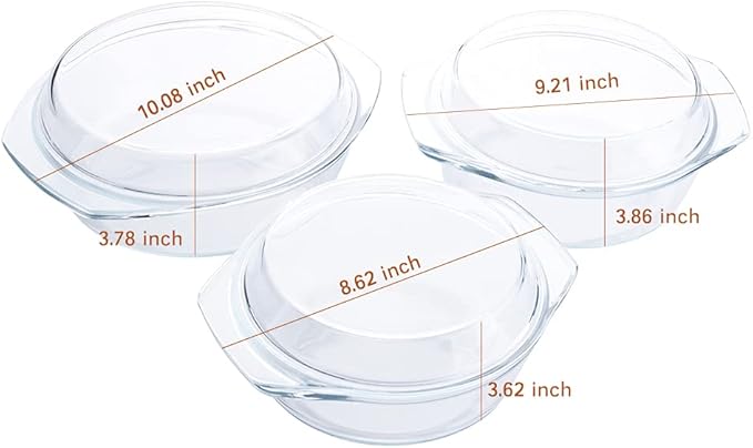 Set of 6 Pieces Round Tempered Glass Casserole Dish