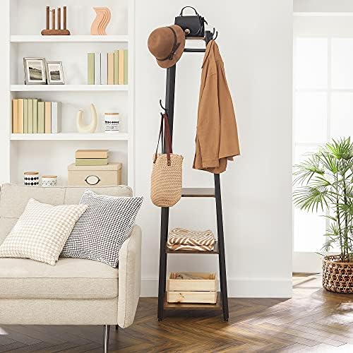 VASAGLE Coat Rack Freestanding, Hall Tree with 4 Shelves