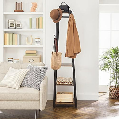 VASAGLE Coat Rack Freestanding, Hall Tree with 4 Shelves