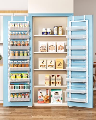 SNTD 8 Tiers Narrow Over the Door Organizer, 12.3"W x 4.7"D x 69"H, White