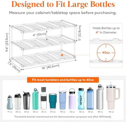 Lifewit Stackable Water Bottle Organizer, Clear Tumbler Holder for Cabinet