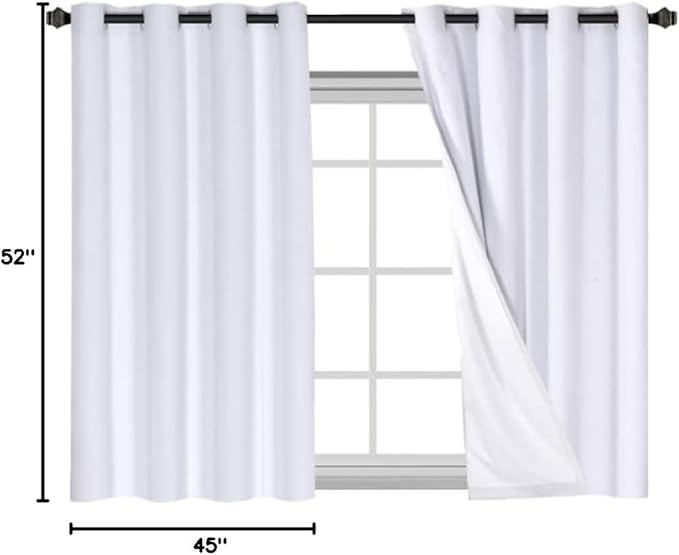 H.VERSAILTEX Linen Blackout Curtains 45 Inches Long 100% Blackout Thermal