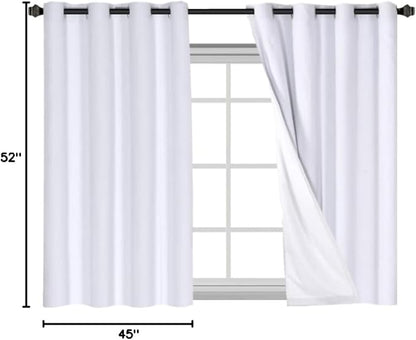 H.VERSAILTEX Linen Blackout Curtains 45 Inches Long 100% Blackout Thermal