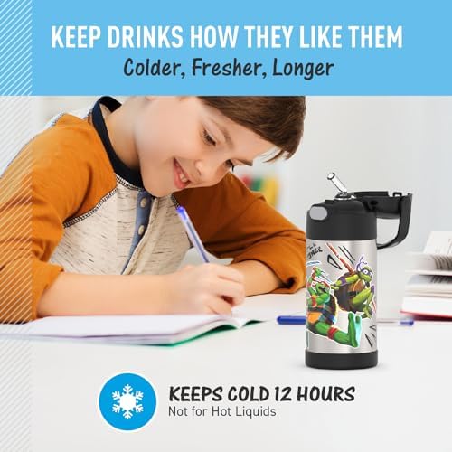 THERMOS FUNTAINER Water Bottle with Straw, 12oz, TMNT