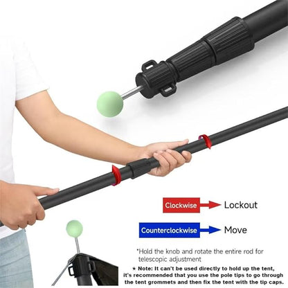 SANLIKE Telescoping Tarp Poles Tent Poles, 96"" Aluminum Canopy Poles Extendable Pole with Tent Stakes and Guy Lines for Awning Shelter Camping Backpacking Hiking Picnic, Set of 4, Black