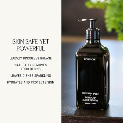 Homecourt Kitchen Duo, Powerful Dish Soap & Gentle Cleansing Hand Wash, Clean Formula, Non-Toxic & Skin-Safe, Steeped Rose (2 Products)