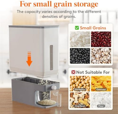 Lifewit Rice Container 25 Lbs, One-Press Dispenser with Measuring Cup