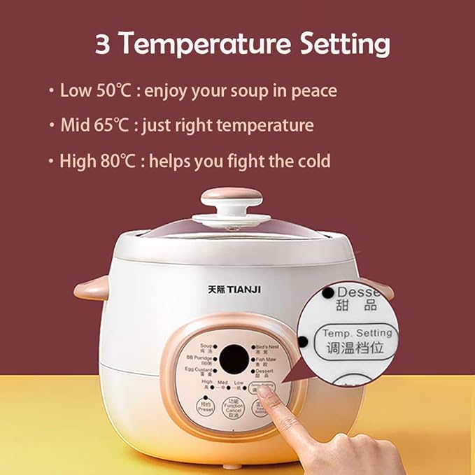 Electric Stew Pot, Ceramic Soup Porridge Cooker, Slow Cookers