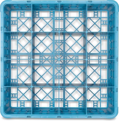 Carlisle FoodService Products RG1614 OptiClean 16 Compartment Glass Rack, 4.45" Compartments, Blue (Pack of 6)