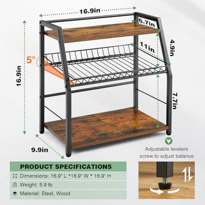 Kitchen Countertop Organizer, 3 Tiers Snack Organizer Wooden Candy Display Stand Coffee Station Organizer, Counter Storage for Soda Cans Condiment Tea, for Pantry Office