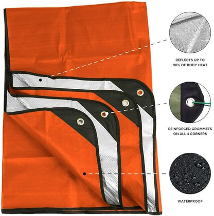Arcturus Insulated Tarp, Reusable Heavy Duty Thermal Survival Blanket ??60x82in, Reflects 90% Body Heat, Waterproof, Windproof, 3-Layer Design, Reinforced Grommets, Orange