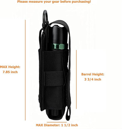 Tactical Flashlight Holster MOLLE Torch Holder MK4 OC/Mace Pepper Spray Canister Carrier EDC Flash Light Pouch Multitool Case with Strap&Snap Clip for Duty/Combat Belt Backpack Vest Chest Rig