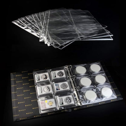 6 Pocket Coin Pages, 10 Sheets Plastic Coin Holders Stamp Collector Supplies for Coin Stamp Currency Collection