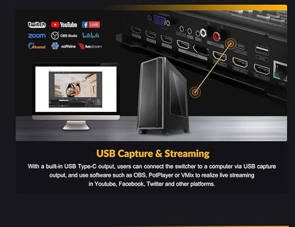 AVMATRIX HVS0401E Video Switcher Mixer 4 Channel SDI HDMI Inputs 2 Channel PGM
