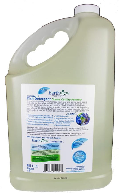 Fragrance Free, Free & Clear, Liquid Dish Soap, 128 Fl Oz (1-Gallon) |For Environmental Sensitivities (MCS, EI, free of MI, Sulfate, SLS) Sensitive Skin, Plant Based, Unscented