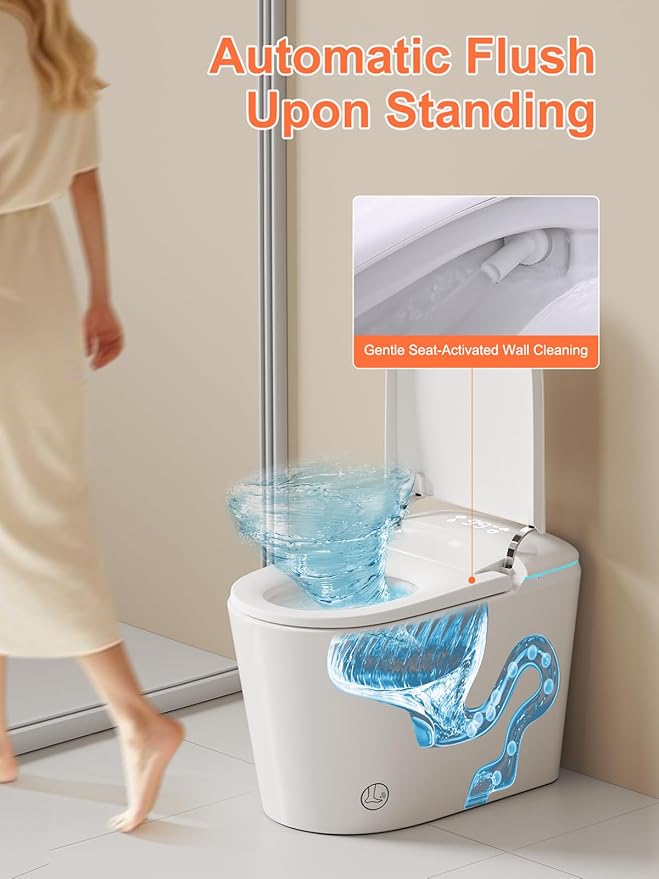 BAYTINA Smart Toilet with Auto Open/Close Lid, ADA Height Heated Seat, Warm