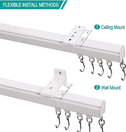 ChadMade Ceiling/Wall Mount Curtain Track Rod Set - 9ft Adjustable Length