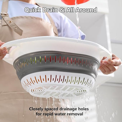 2-Pack Collapsible Silicone Colander Strainer, Foldable Kitchen Sink Basket