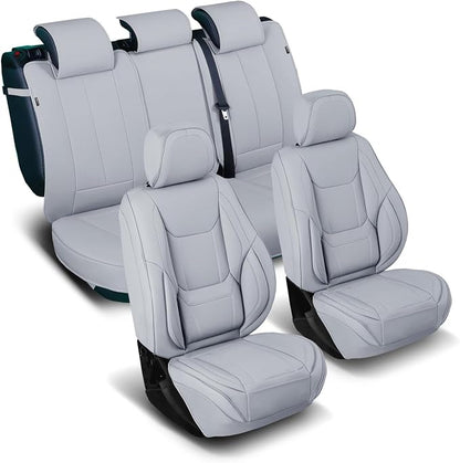 Coverland Custom Truck Car Seat Covers Full Set for [2023-2026 Ford F250 F350 F450 Super Duty SuperCrew Cab Front Bucket Seats Rear 40/60 Bench w/Armrest] - Waterproof Seat Protector [Full Set-Gray]