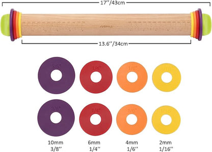 Rolling Pin with Thickness Rings
