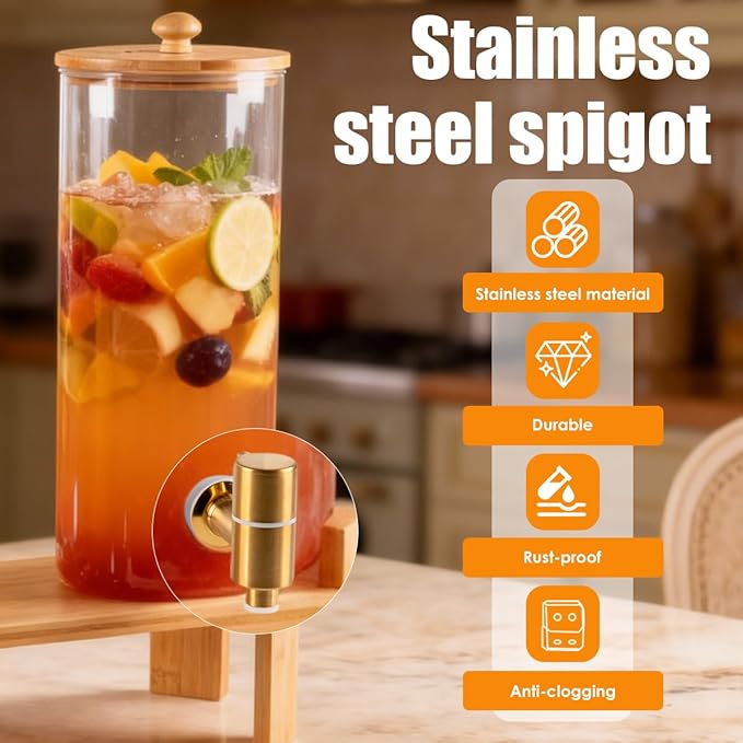 2 Gallon 2 Pack large Glass Drink dispenser
