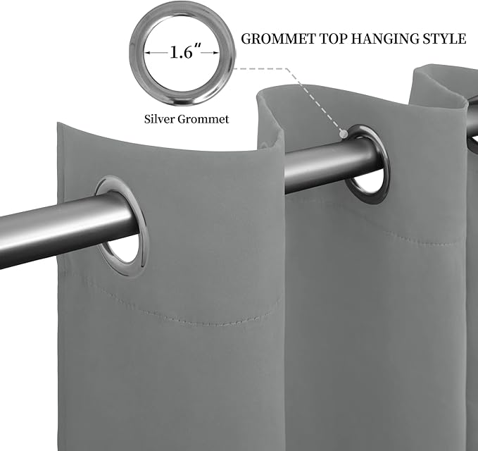 Easy-Going Blackout Curtains for Bedroom, Solid Thermal Insulated Grommet and