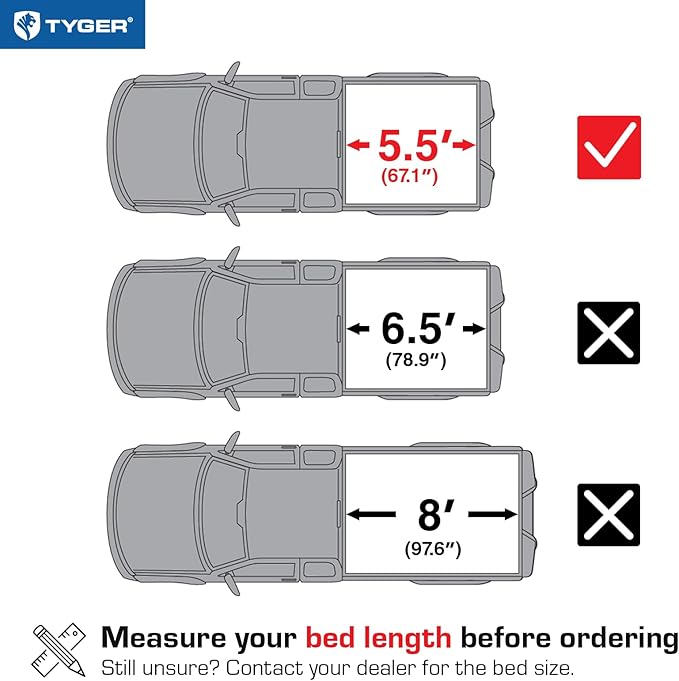 Tyger Auto T3 Soft Tri-fold Truck Bed Tonneau Cover Compatible with 2021-2026 Ford F-150; Lightning | 5.5' (67") Bed | TG-BC3F1064
