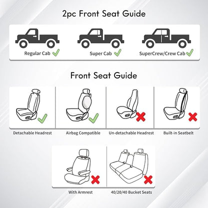 Huidasource F150 Leather Seat Covers Custom Fit for 2015-2025 F150 SuperCrew & 2017-2025 F250 F350 F450 Super Duty Crew Cab XL XLT Lariat King Ranch Platinum(Front Pair/Black&White)