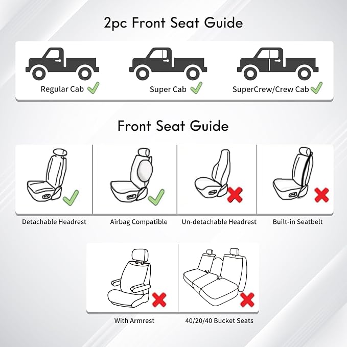 Huidasource Front Truck Seat Covers Fit for Ford F150 2015-2025&F250 F350 F450 2017-2025 All Cab XL XLT Lariat King Ranch Platinum, Waterproof Leather Automotive Car Seat Cover(Front Pair/Brown)