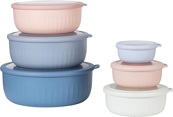 COOK WITH COLOR Prep Bowls with Lids- Wide and Deep Nesting Plastic Small