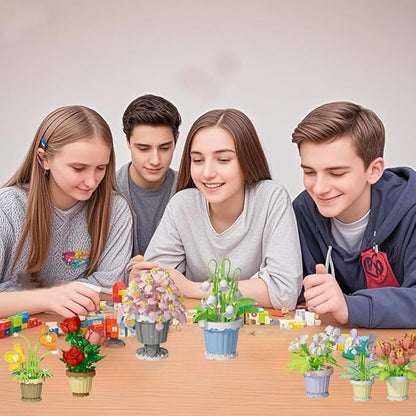 Party Favors for Kids, Tiny Plants Mini Flowers Building Blocks Set for Classroom Prize, Flowers Building Toy, Birthday Gifts for Boys Girls (Convallaria majalis+Chlorophytum comosum)