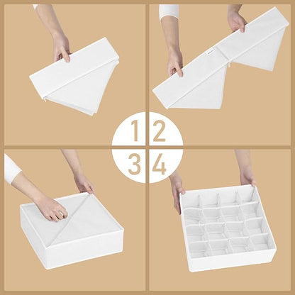 Criusia 3 Pack Sock Underwear Drawer Organizer Dividers, 64 Cell Fabric