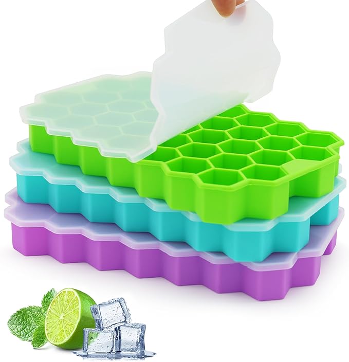 Azyh Ice Cube Trays for Freezer, 3 Pack Ice Cube Tray