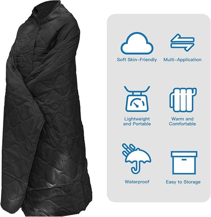 Military Poncho Liner 55”x 79” Camping Blanket Insulation Compact Waterproof for Travel Stadium Outdoor Camping
