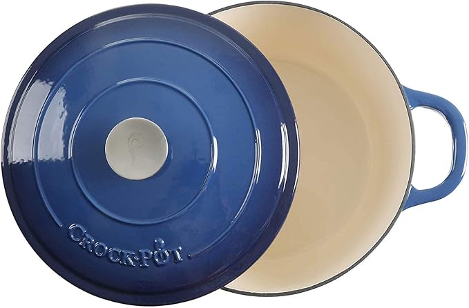 Crock-Pot Artisan 7-Quart Round Enameled Cast Iron Dutch Oven – Sapphire Blue