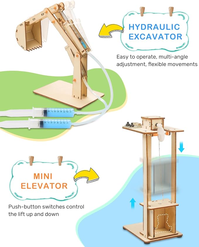 Poraxy 5 Set STEM Science Kits for Kids Age 8-12, Wooden Building STEM Projects 8-10, 3D Puzzles, Experiment Circuits Model, Toys for Ages 8-13, Gifts for Boys and Girls 6 7 8 9 10 11 12 13 Years Old