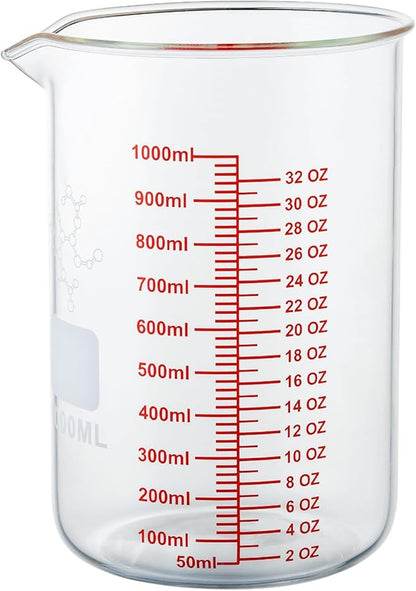 High Borosilicate Glass Measuring Cup-V-Shaped Spout, 1000ml Glass Measuring