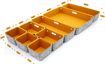 Welaxy Felt Desk Drawer Organizer Trays, 8-Piece Storage Bins