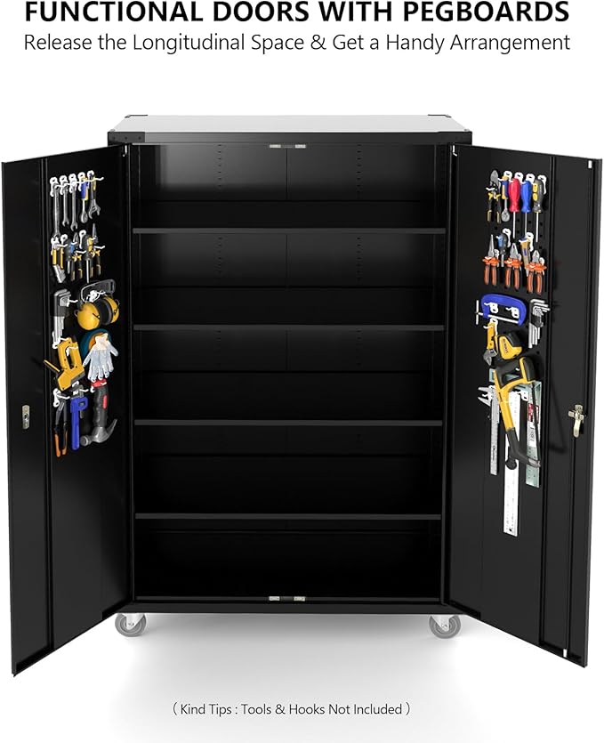 VINGLI Upgraded Wide & Deep Garage Storage Cabinet, Metal Storage Cabinet