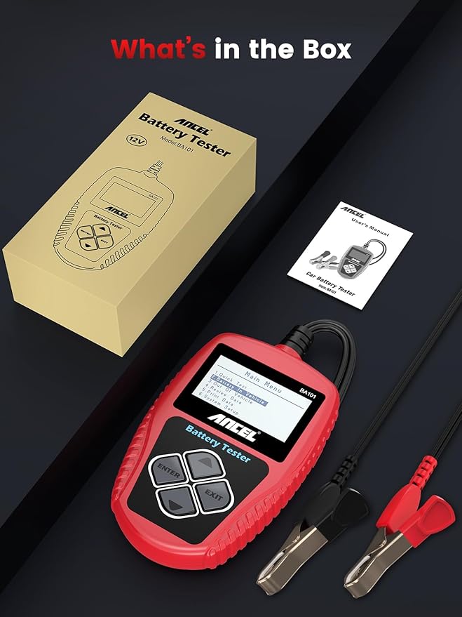 ANCEL BA101 Car Battery Tester, 12V Digital Automotive Alternator Meter