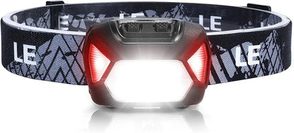 Lepro 320015 Battery Powered Headlamp - 1300Lux Super Bright LED Head Lamp with Red Light, IPX4 Waterproof Headlights for Outdoor Camping, Hiking, Hunting, Power Outages, Emergency, Hurricane