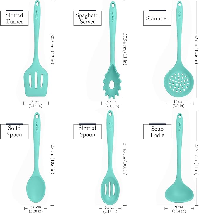 Culinary Couture Aqua Sky Silicone Cooking Utensils Set
