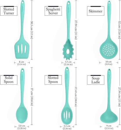 Culinary Couture Aqua Sky Silicone Cooking Utensils Set