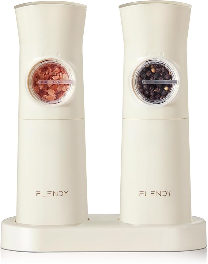 Flendy Gravity Electric Salt and Pepper Grinder Set Rechargeable, Automatic