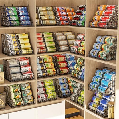 JKsmart 6 Pack Stackable Can Organizer for Pantry with Adjustable Dividers, Soda Can Organizer, Can Storage Dispenser Holds up to 84 Cans, Metal Wire Baskets Can Holder for Kitchen Cabinet Pantry